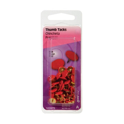 HILLMAN 5/16 in. L Red Steel Thumb Tacks 40 pk