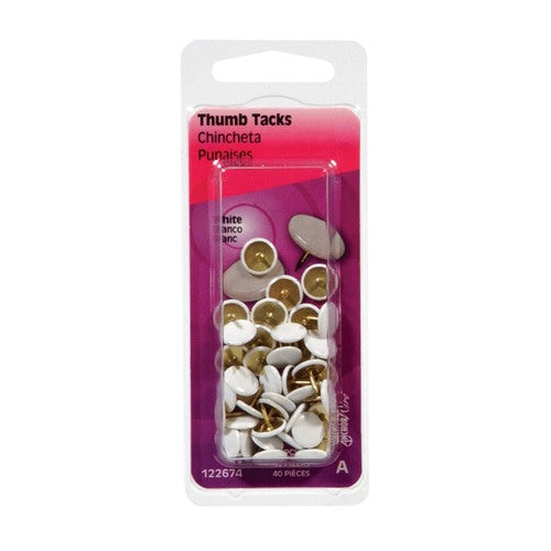 HILLMAN 5/16 in. L White Steel Thumb Tacks 40 pk