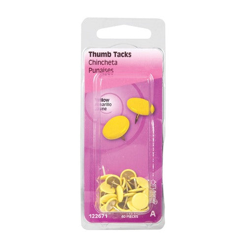 HILLMAN 5/16 in. L Yellow Steel Thumb Tacks 1 pk