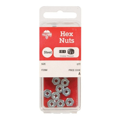 HILLMAN 6 in. Zinc-Plated Steel SAE Hex Nut 24 pk