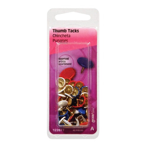 HILLMAN Anchor Wire 0.375 in. L Assorted Steel Thumb Tacks 40 pk