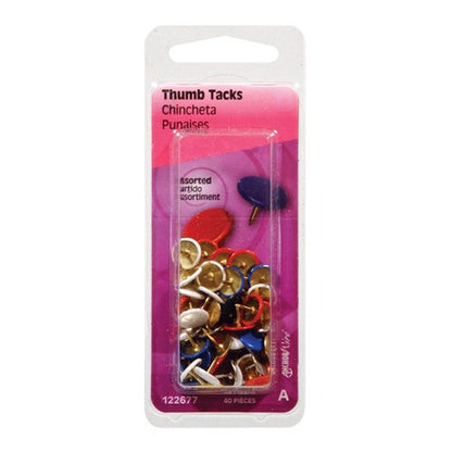 HILLMAN Anchor Wire 0.375 in. L Assorted Steel Thumb Tacks 40 pk