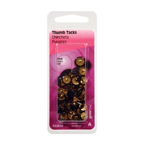 HILLMAN Anchor Wire 0.375 in. L Black Steel Thumb Tacks 40 pk