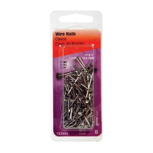 HILLMAN Anchor Wire 17 Ga. X 1 in. L Bright Steel Wire Nails 1 pk 2 oz