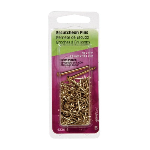 HILLMAN Anchor Wire 18 Ga. X 1/2 in. L Brass-Plated Steel Escutcheon Pins 1 pk 1.5 oz