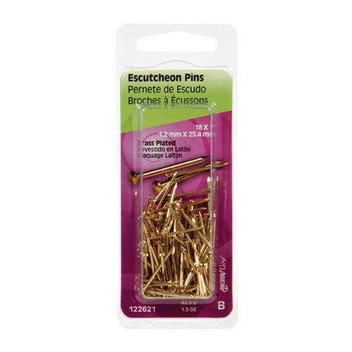 HILLMAN Anchor Wire 18 Ga. X 1 in. L Brass-Plated Steel Escutcheon Pins 1 pk 1.5 oz