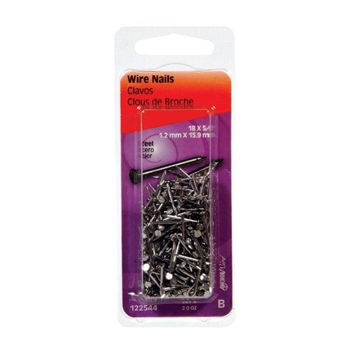 HILLMAN Anchor Wire 18 Ga. X 5/8 in. L Bright Steel Wire Nails 1 pk 2 oz