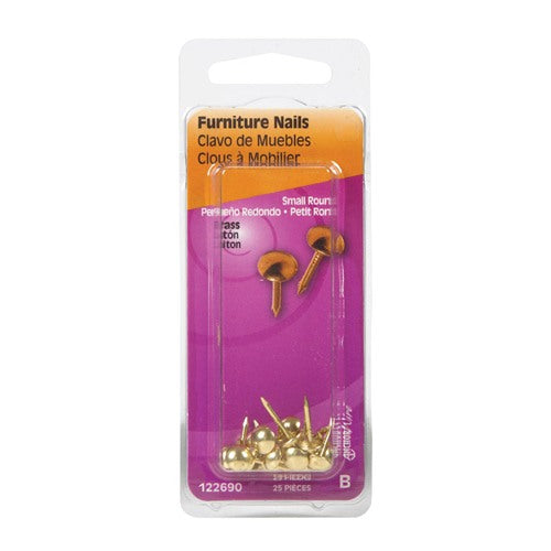 HILLMAN Anchor Wire 7/16 in. Furniture Brass-Plated Brass Nail Round Head