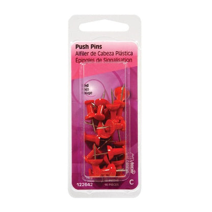 HILLMAN Anchor Wire Red Push Pins 16 pk