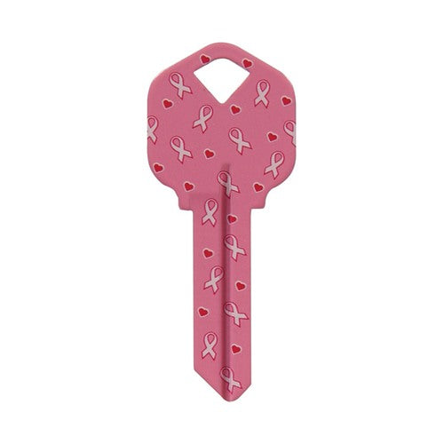 HILLMAN Breast Cancer Awareness Pink Ribbon House/Office Key Blank Single For Universal