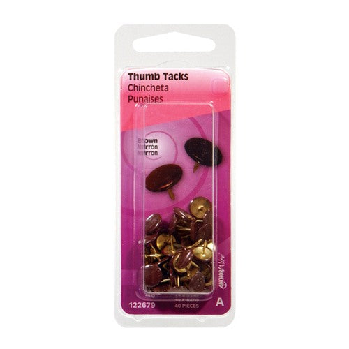 HILLMAN Brown Push Pins 40 pk