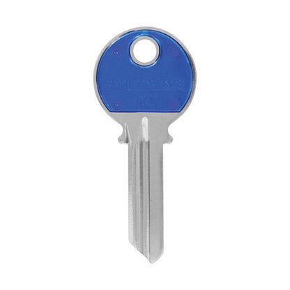 HILLMAN ColorPlus Traditional Key House/Office Key Blank Single Blue/Silver