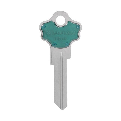 HILLMAN ColorPlus Traditional Key House/Office Key Blank Single Green/Silver