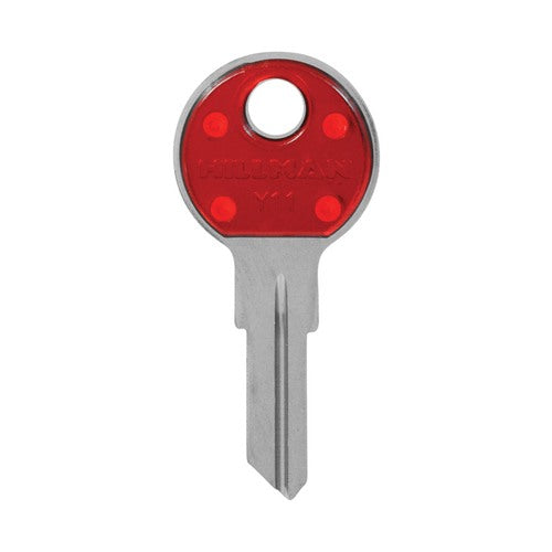 HILLMAN ColorPlus Traditional Key House/Office Key Blank Single Red/Silver