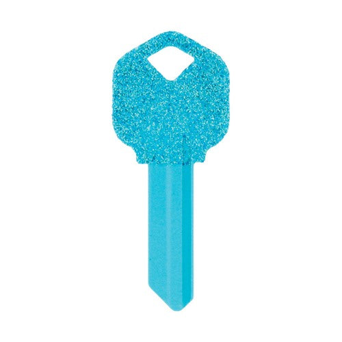 HILLMAN DIVA Blue Glitter House/Office Universal Key Blank Single Blue