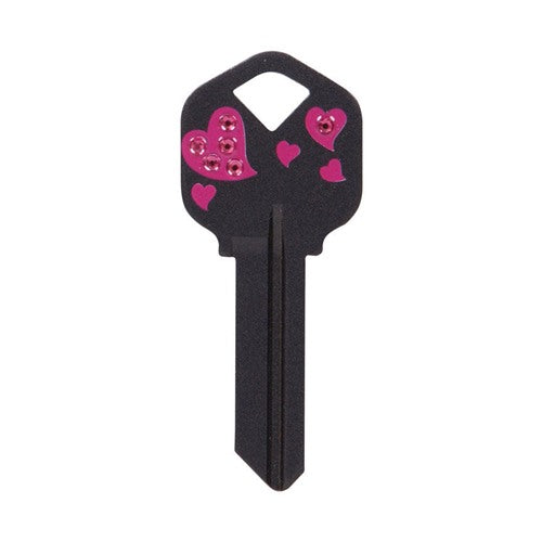 HILLMAN DIVA Hearts House/Office Universal Key Blank Single Black