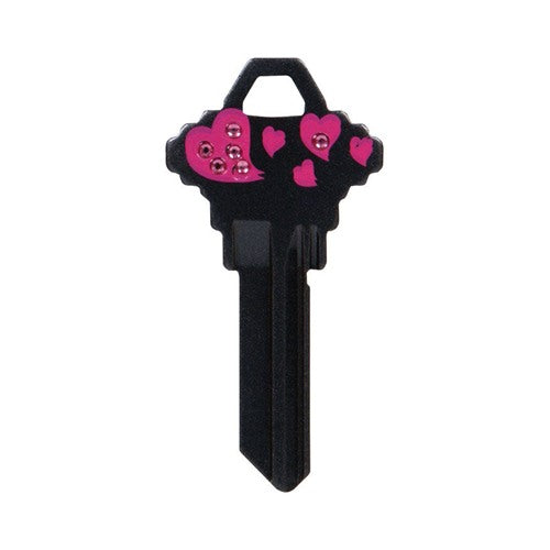 HILLMAN DIVA Hearts House/Office Universal Key Blank Single Black