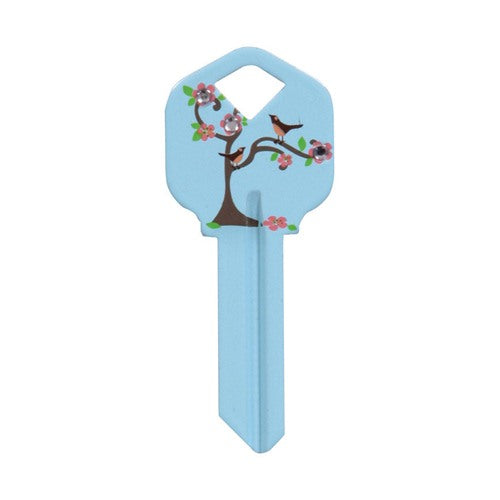 HILLMAN DIVA Tree & Birds House/Office Universal Key Blank Single Blue