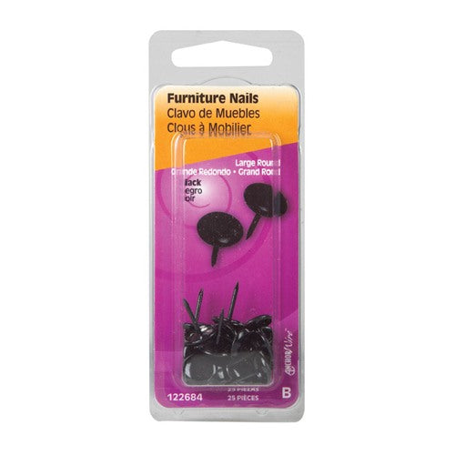 HILLMAN Large Size Black Brass Furniture Nails 25 pk
