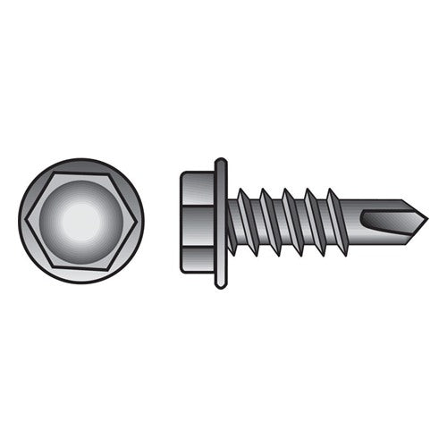 HILLMAN No. 10-16 Ga. X 1-1/4 in. L Hex Hex Washer Head Self-Drilling Screws 100 pk