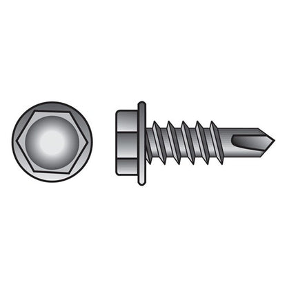 HILLMAN No. 10-16 Ga. X 1-1/4 in. L Hex Hex Washer Head Self-Drilling Screws 100 pk