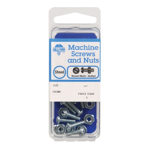 HILLMAN No. 10-24 in. X 1/2 in. L Slotted Round Head Zinc-Plated Steel Machine Screws 1 pk
