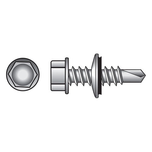 HILLMAN No. 10 Ga. X 1 in. L Hex Hex Washer Head Self-Drilling Screws 100 pk