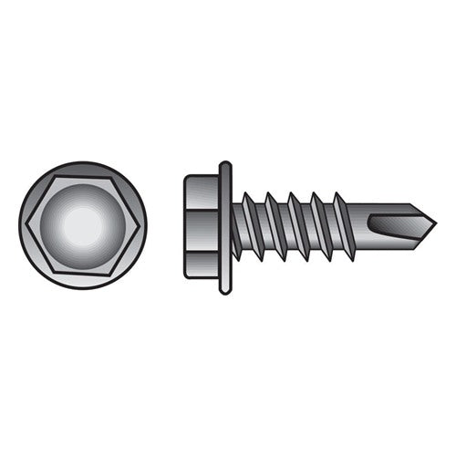 HILLMAN No. 10 Ga. X 2 in. L Hex Hex Washer Head Sheet Metal Screws 100 pk