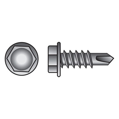 HILLMAN No. 10 Ga. X 2 in. L Hex Hex Washer Head Sheet Metal Screws 100 pk