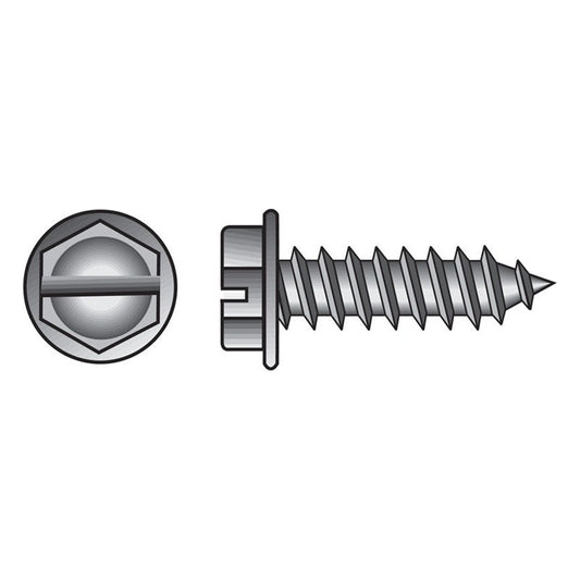 HILLMAN No. 10 Ga. X 2 in. L Slotted Hex Washer Head Sheet Metal Screws 1 pk