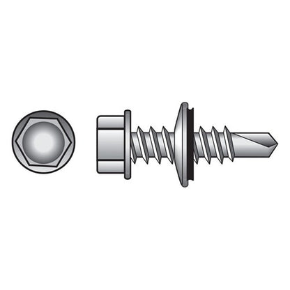 HILLMAN No. 12 Ga. X 1-1/2 in. L Hex Hex Washer Head Self-Drilling Screws 100 pk