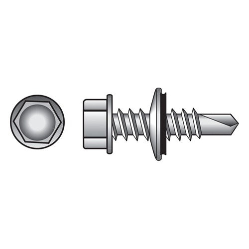HILLMAN No. 12 Ga. X 1 in. L Hex Hex Head Self-Drilling Screws 100 pk