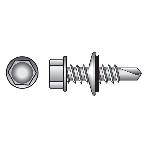 HILLMAN No. 12 Ga. X 3/4 in. L Hex Hex Washer Head Self-Drilling Screws 100 pk