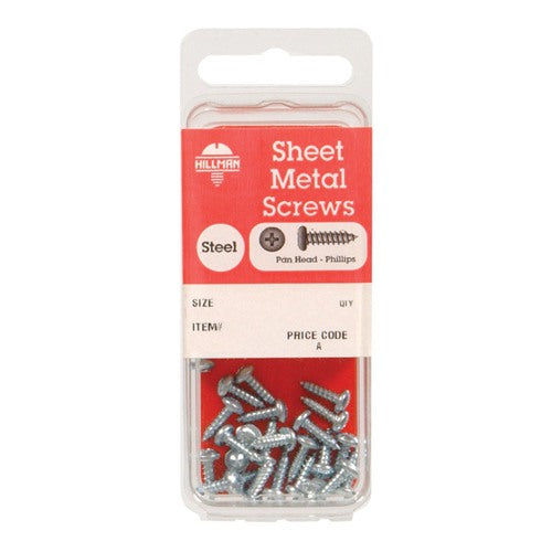 HILLMAN No. 4 Ga. X 3/4 in. L Phillips Pan Head Sheet Metal Screws 1 pk