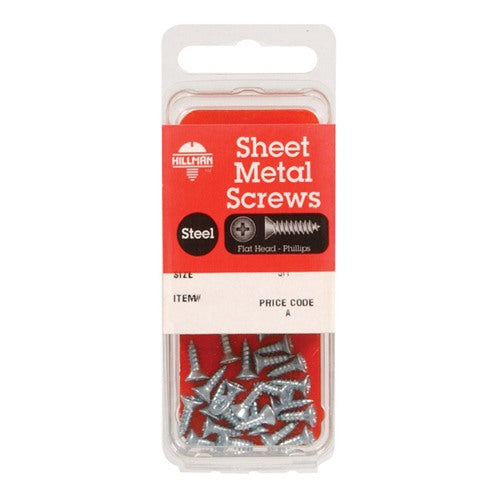 HILLMAN No. 6 Ga. X 1-1/2 in. L Phillips Flat Head Sheet Metal Screws 1 pk