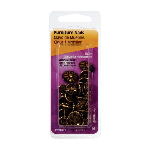 HILLMAN No. 64 Size Antique Brass Brass Furniture Nails 25 pk