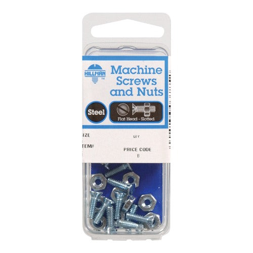HILLMAN No. 8-32 Ga. X 1 in. L Slotted Flat Head Zinc-Plated Steel Machine Screws 10 pk
