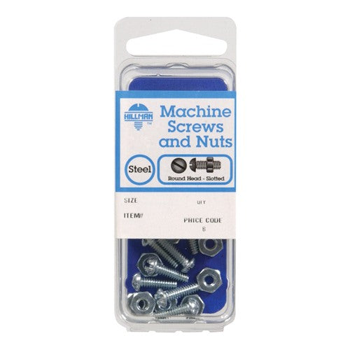 HILLMAN No. 8-32 in. X 1-1/2 in. L Slotted Round Head Zinc-Plated Steel Machine Screws 1 pk