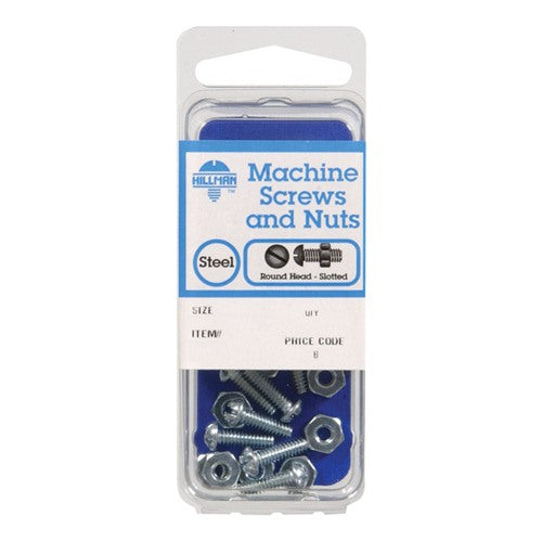 HILLMAN No. 8-32 in. X 1-1/4 in. L Slotted Round Head Zinc-Plated Steel Machine Screws 1 pk