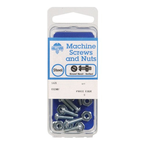 HILLMAN No. 8-32 in. X 1/2 in. L Slotted Round Head Zinc-Plated Steel Machine Screws 1 pk