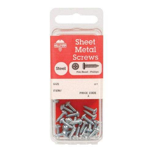 HILLMAN No. 8 Ga. X 1/2 in. L Phillips Pan Head Sheet Metal Screws 20 pk