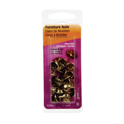 HILLMAN No. 9 Size Antique Brass Brass Furniture Nails 1 pk