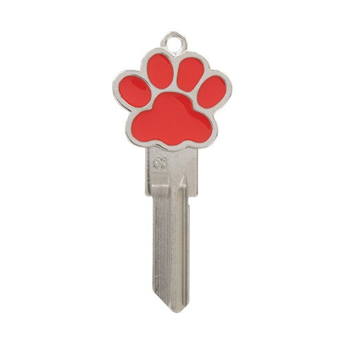 HILLMAN Paw 3D Keys House/Office Key Blank Single For 68/SC1 Red/Silver