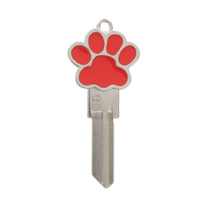 HILLMAN Paw 3D Keys House/Office Key Blank Single For 68/SC1 Red/Silver