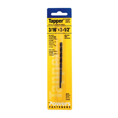 HILLMAN Tapper 3/16 in. X 3-1/2 in. L Carbon Steel Drill Bit Straight Shank 1 pc