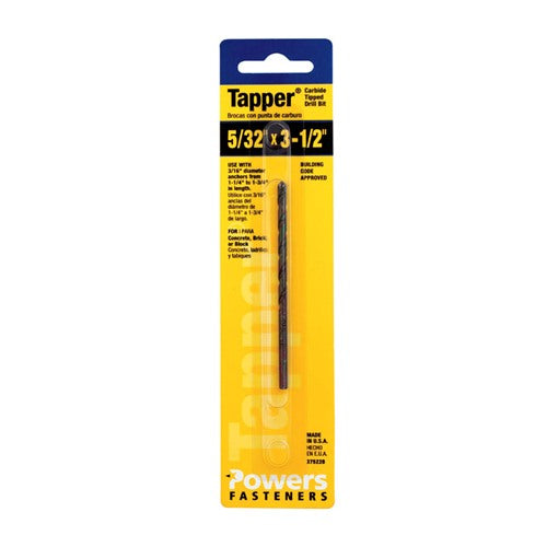 HILLMAN Tapper 5/32 in. X 3-1/2 in. L Carbide Tipped Drill Bit Straight Shank 1 pc