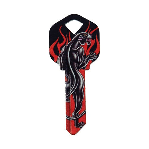 HILLMAN Wackey Black Panther & Flames House/Office Universal Key Blank Single Black