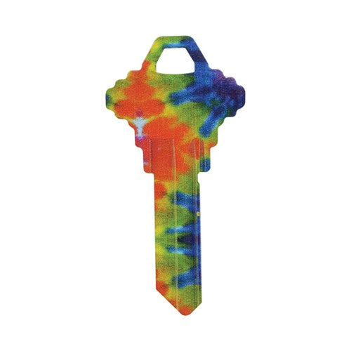 HILLMAN Wackey Tie Dyed House/Office Key Blank 68 Single For Schlage Multicolored