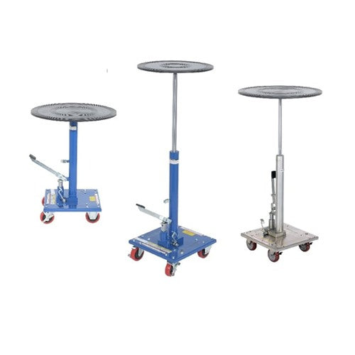 Hydraulic Post Tables with Rounded Tops