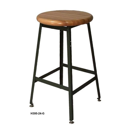 Industrial Shop Stools - Wood Seat